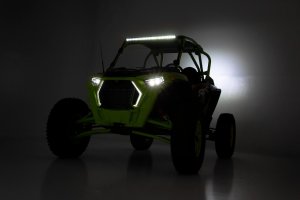 Polaris RZR Turbo S LED Light Kit - Front - Rough Country - 30 Inch Curved + Black Series - Black - '21-'22
